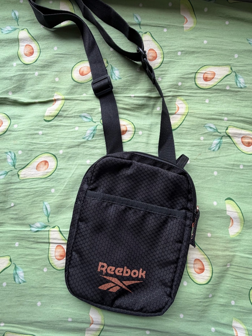 Reebok Black Sling Crossbody with Rose-Gold Logo